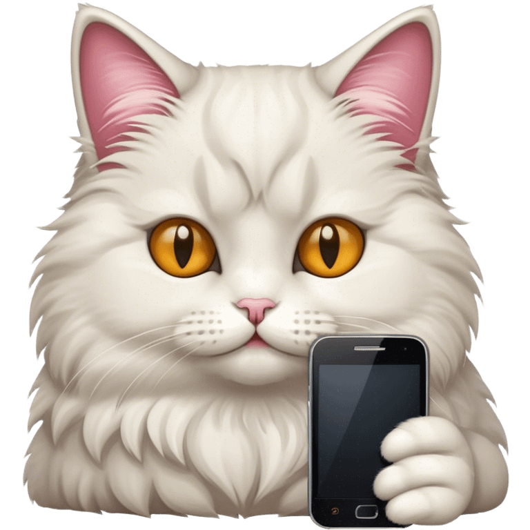 Cat with a cell phone emoji