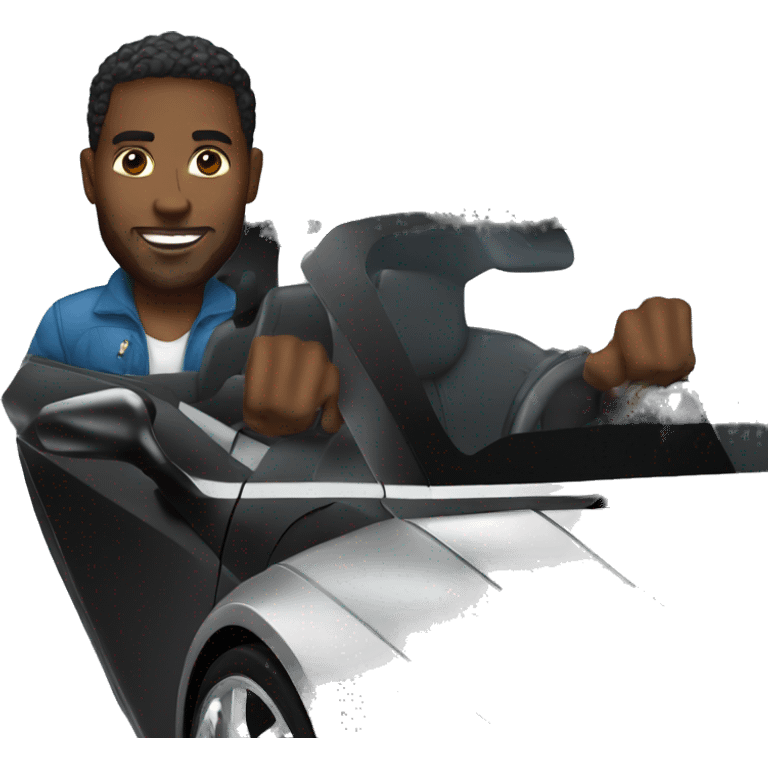 black man driving Lamborghini  emoji