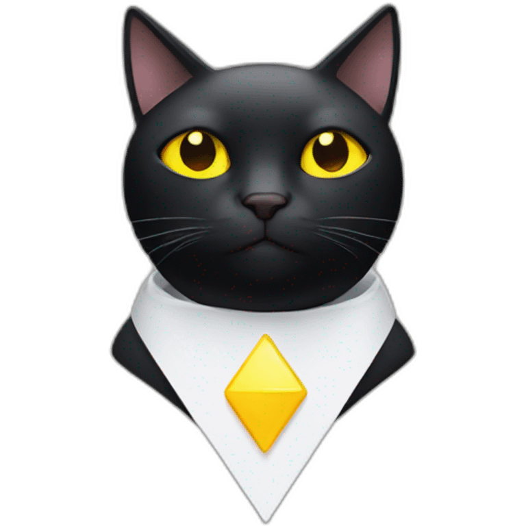 black cat with yellow eyes and a white triangle on his chest emoji