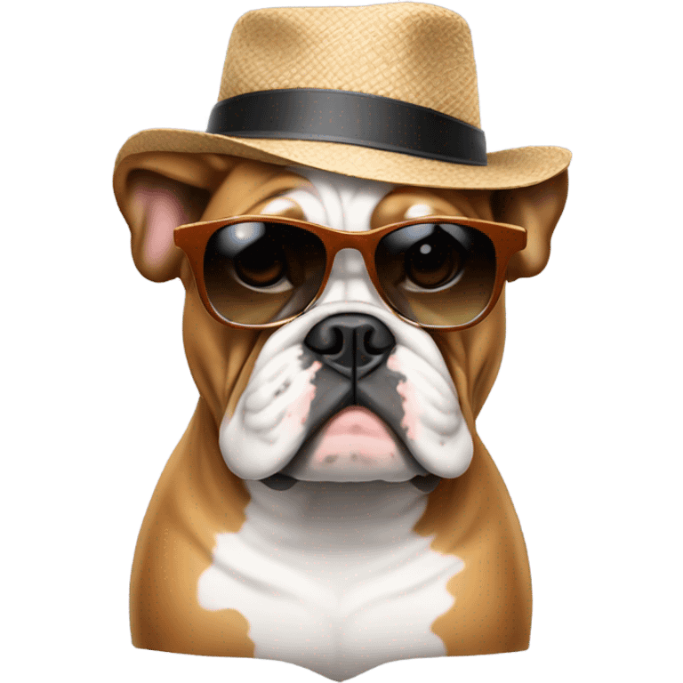 bulldog with sunglasses and a hat emoji