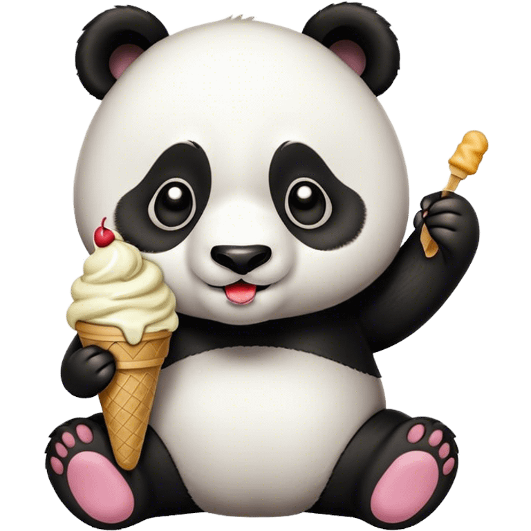 Panda eating ice cream emoji