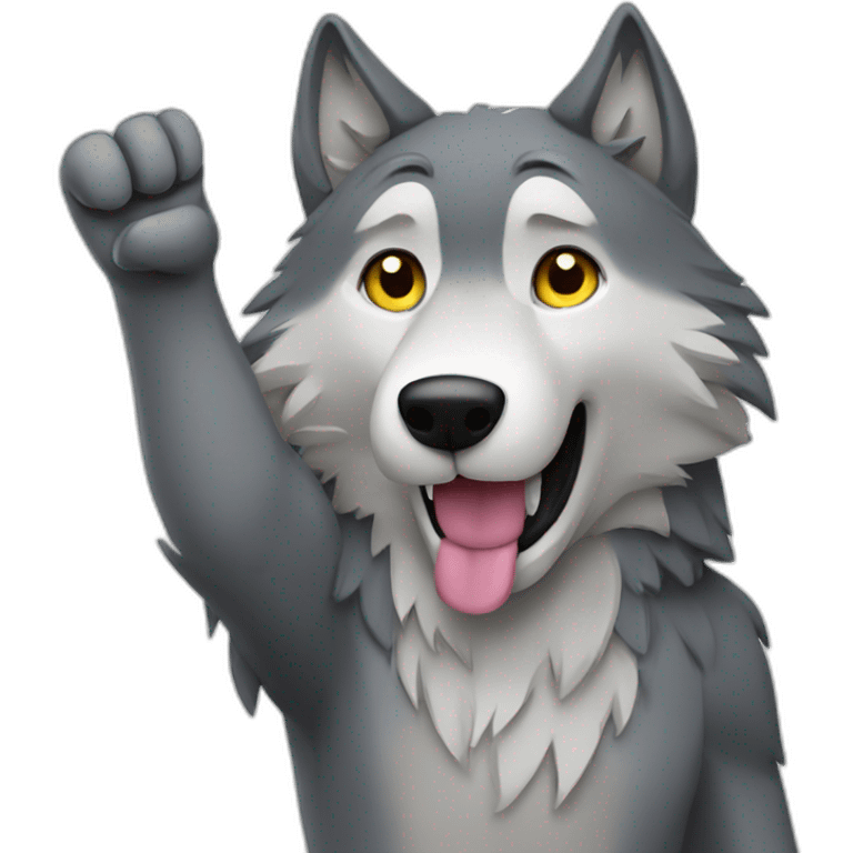 wolf waving hand emoji