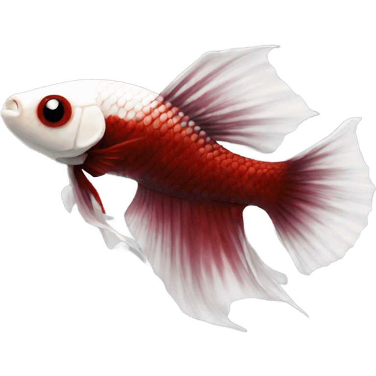 Dragon betta intense white body dark red fins emoji