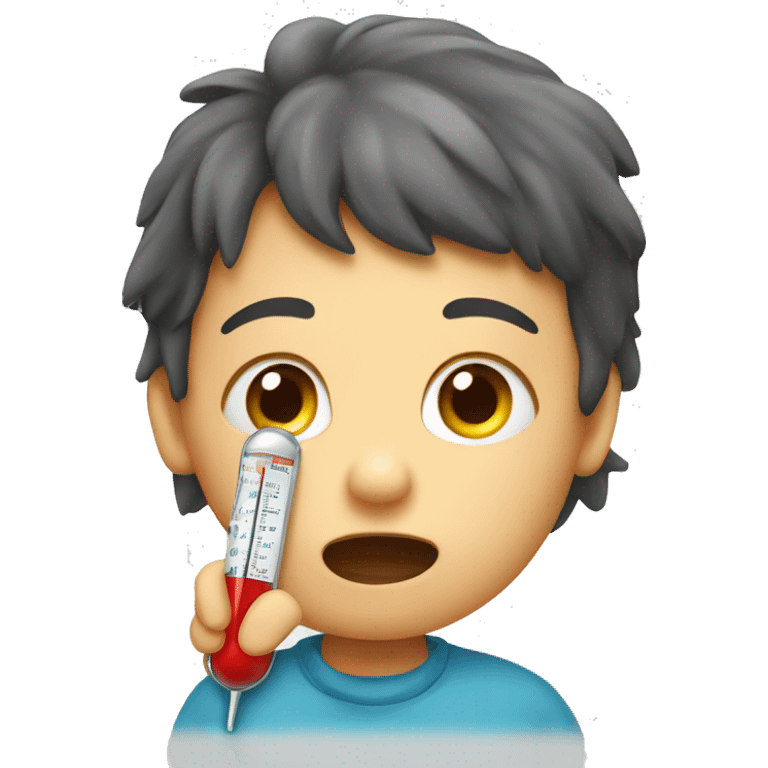 Kid with thermometer in mouth emoji