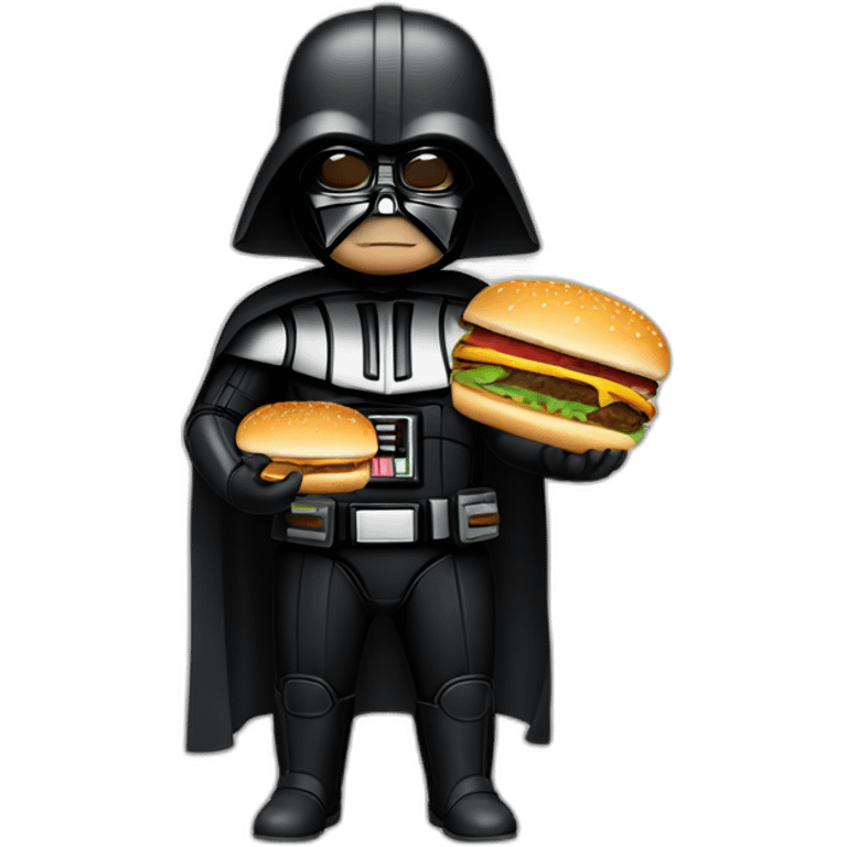 Bébé Dark Vador qui manges un hamburger emoji