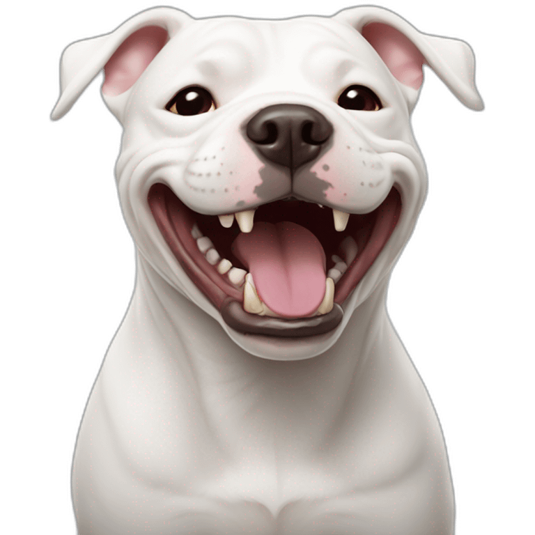 White Staffordshire Bull Terrier laughing emoji