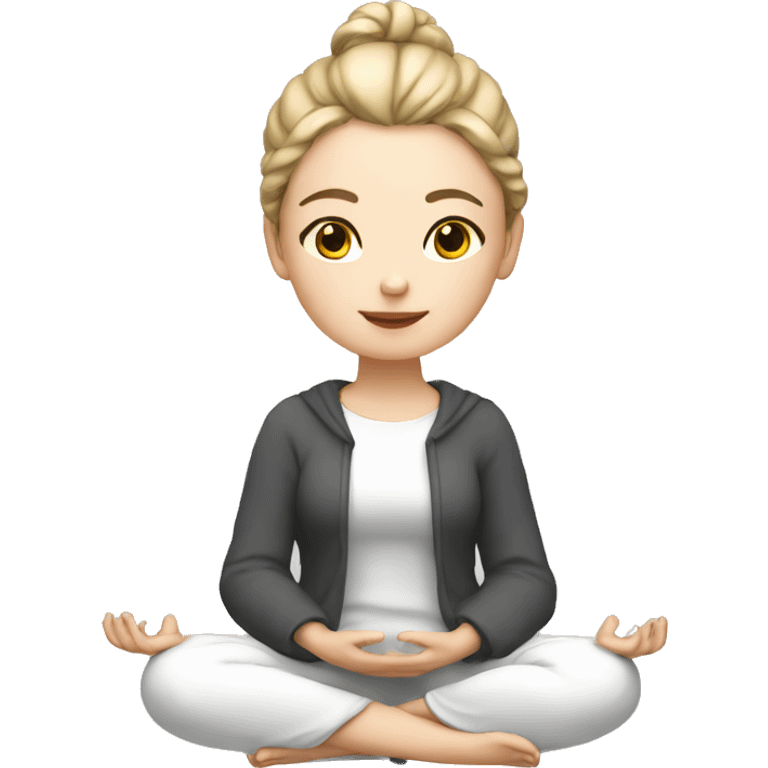 Meditation european girl white skin emoji