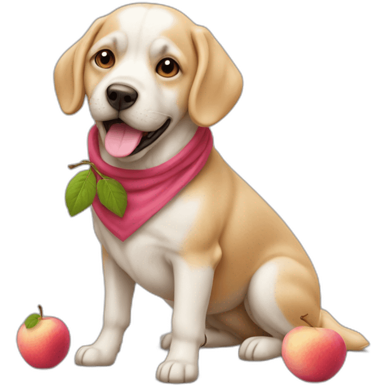 chien rose avec une pomme  emoji