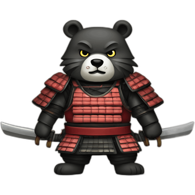 antique shogun samurai costume with katanas against wild bear victory warrior emoji