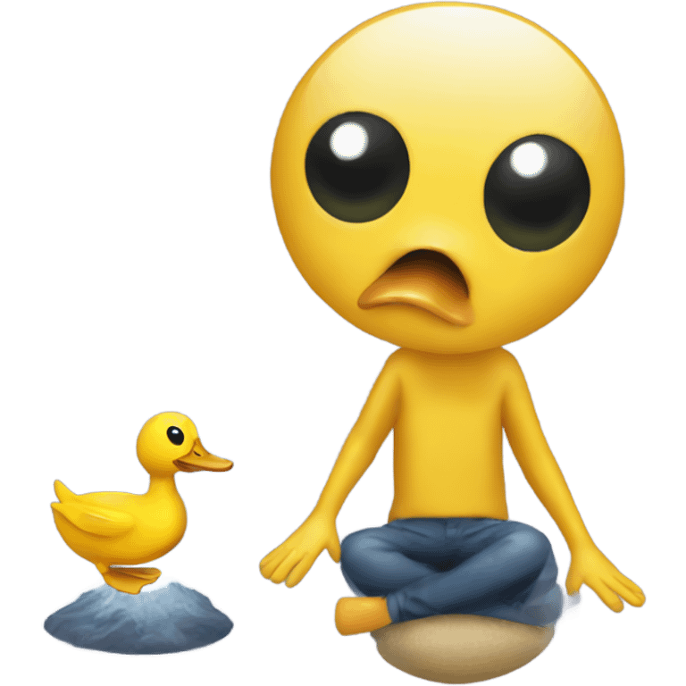 Alien abducting duck emoji