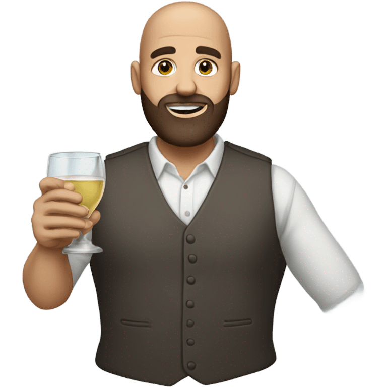 Bald man with brown beard drinking votka emoji