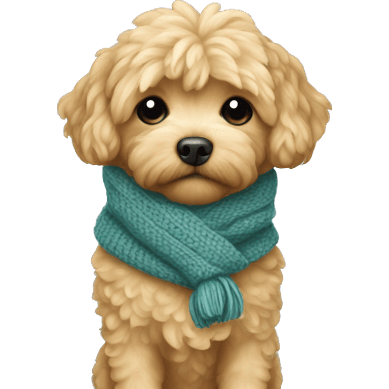 golden shipoo in a knitted scarf emoji