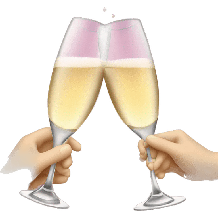 Champagne toast with pink chanpagne emoji