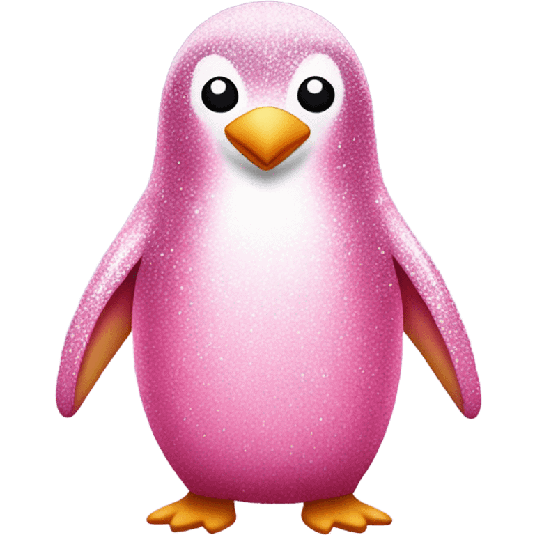 Pink penguin with glitter  emoji