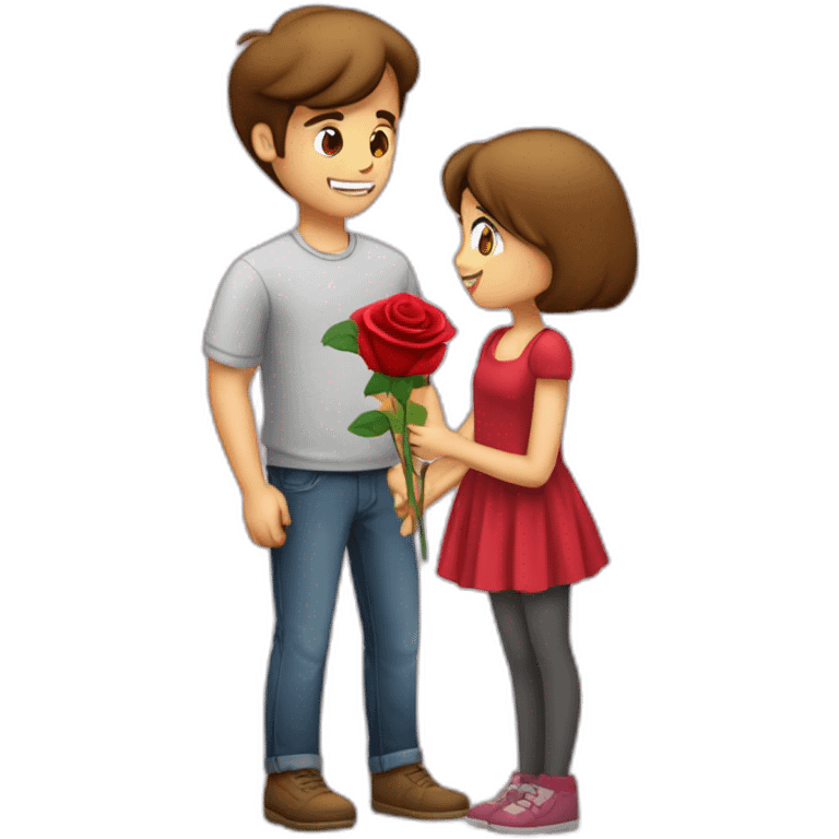 A guy giving an rose to girl asking to be my girlfriend emoji