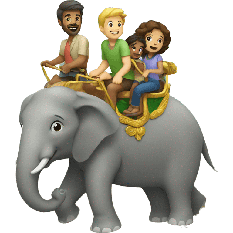 family riding elephant emoji