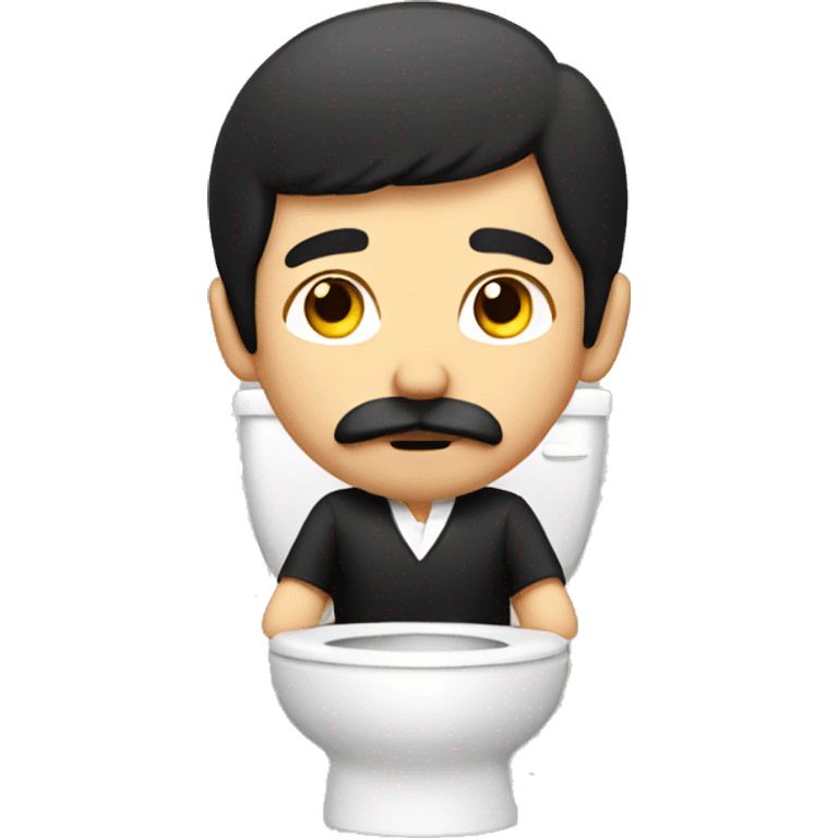 Guy with black hair and mustache sitting in toilet  emoji