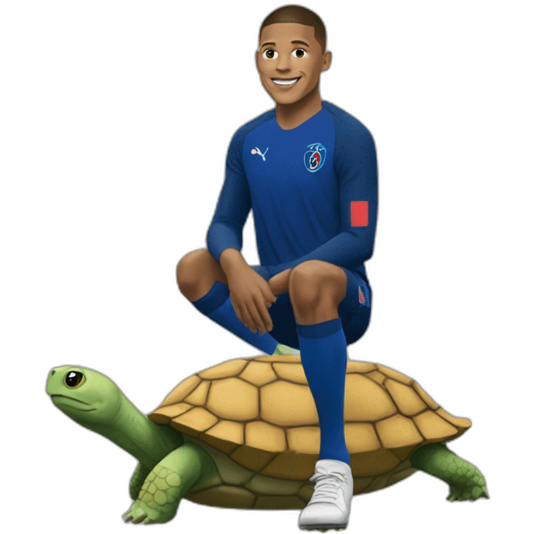 Mbappé sur une tortue emoji