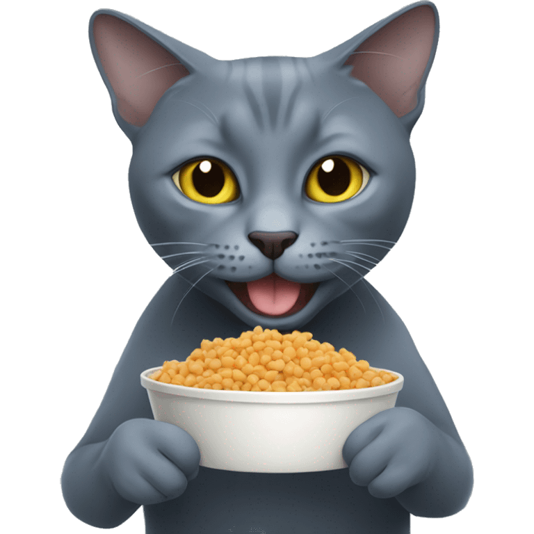 Russian Blue eating cat food emoji