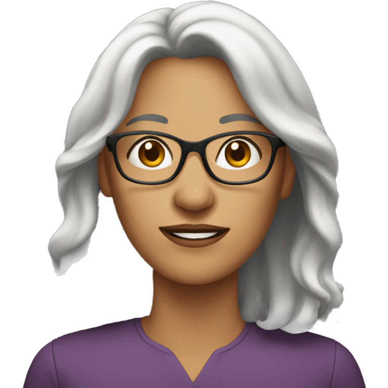 middle age woman long hair and glasses emoji