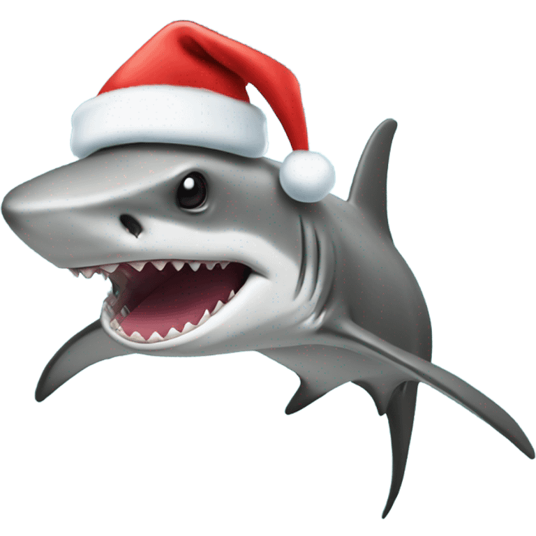 Hammerhead shark with a Santa Claus hat emoji