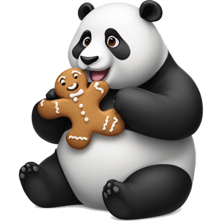 Panda eating a gingerbread cookie emoji