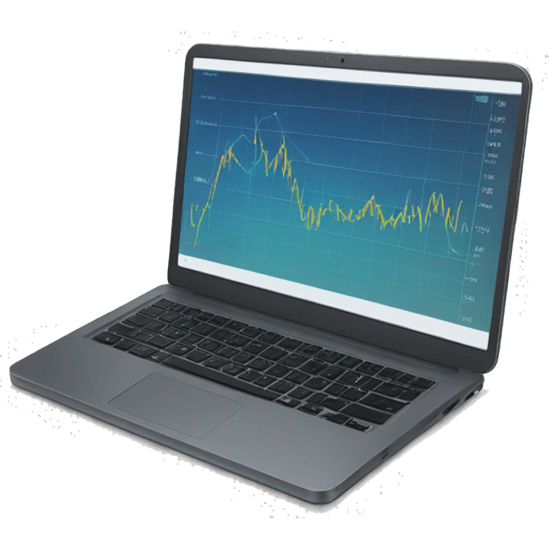 laptop with analytics on screen emoji