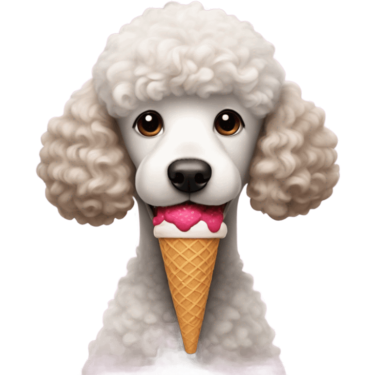 Poodle eating ice cream emoji