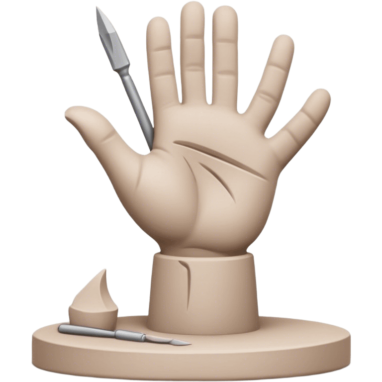 Sculpting icon, clay being shaped with sculpting tools, unfinished sculpture on a textured surface, minimalistic style, clean lines, transparent background. emoji