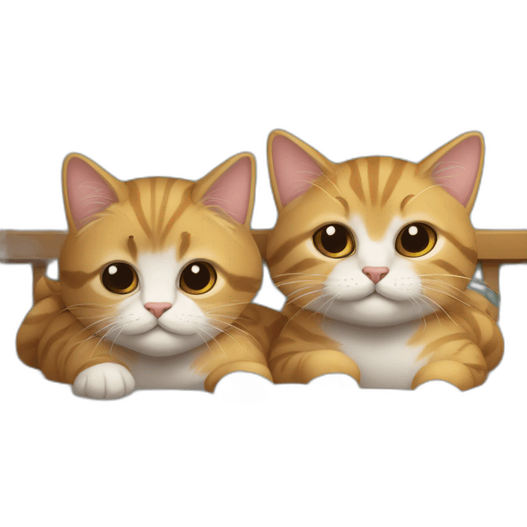 Dois gatinhos deitados em uma cama emoji