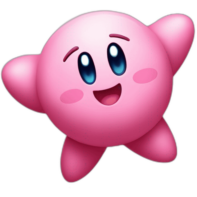 cute happy Kirby jumping on a star emoji