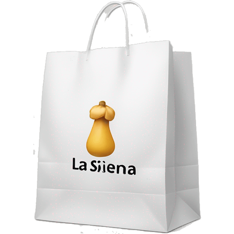 White shopping bag with the Text La Sienna written on the side emoji