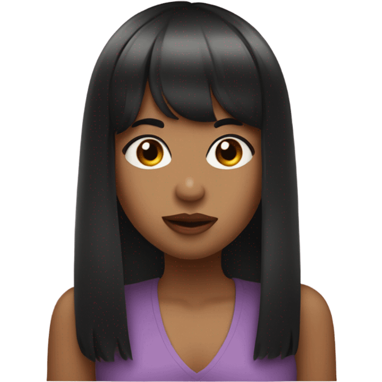 Girl with black straight hair and bangs blowing kiss emoji