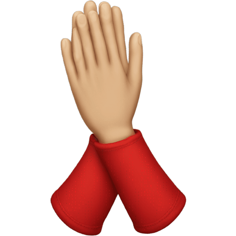 Prayer hands wearing red gloves emoji