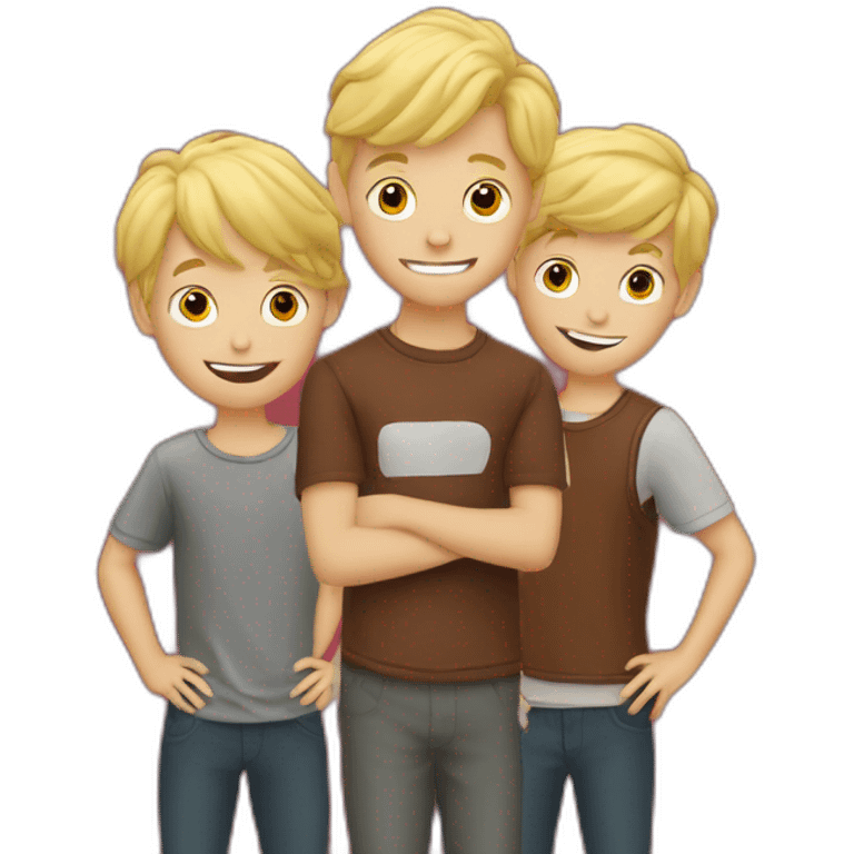 Three blonde boys with beef jerky emoji