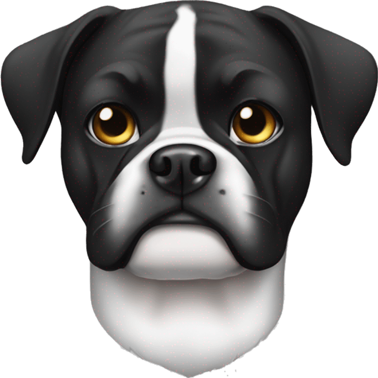 Black and white boxer dog with an eye patch  emoji