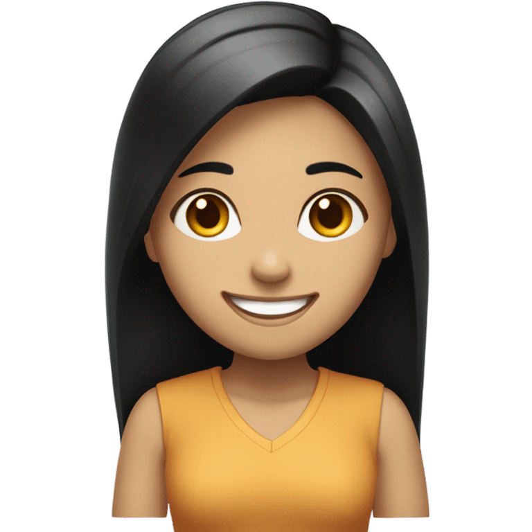 girl working happy straight black hair emoji