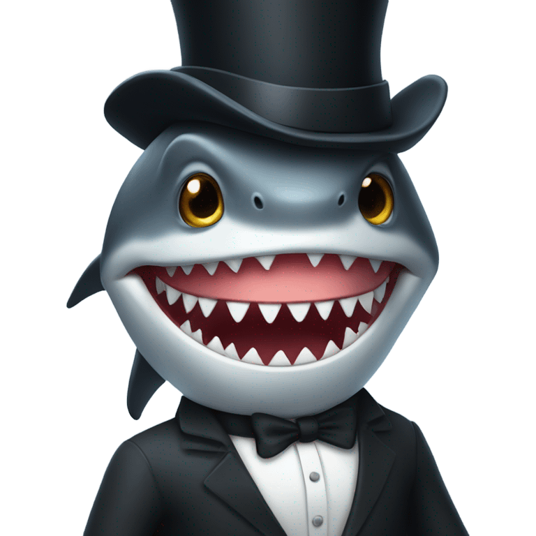 Shark with a top hat emoji