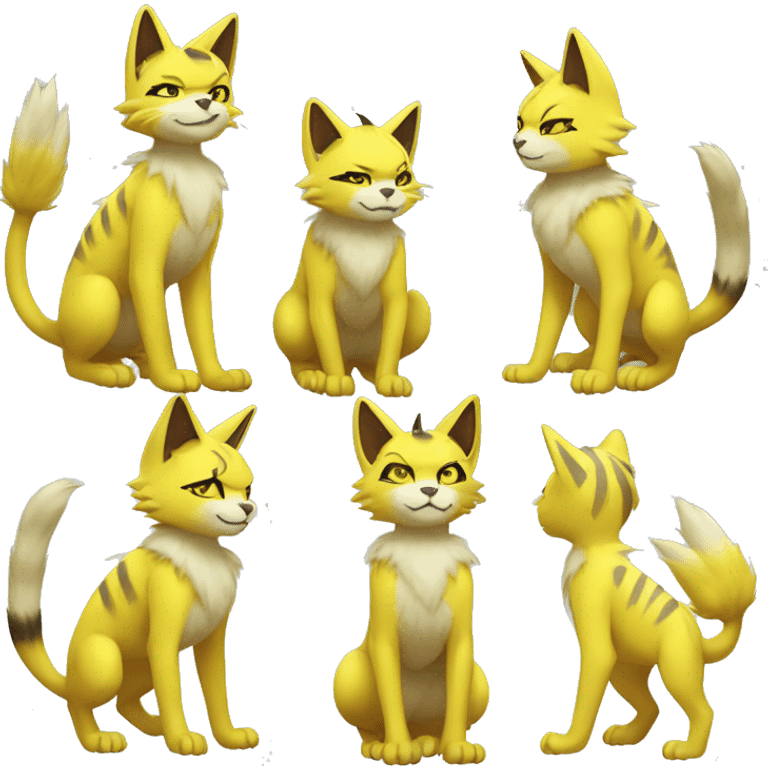 Yellow lombax-Zeraora-Renamon-cat full body emoji