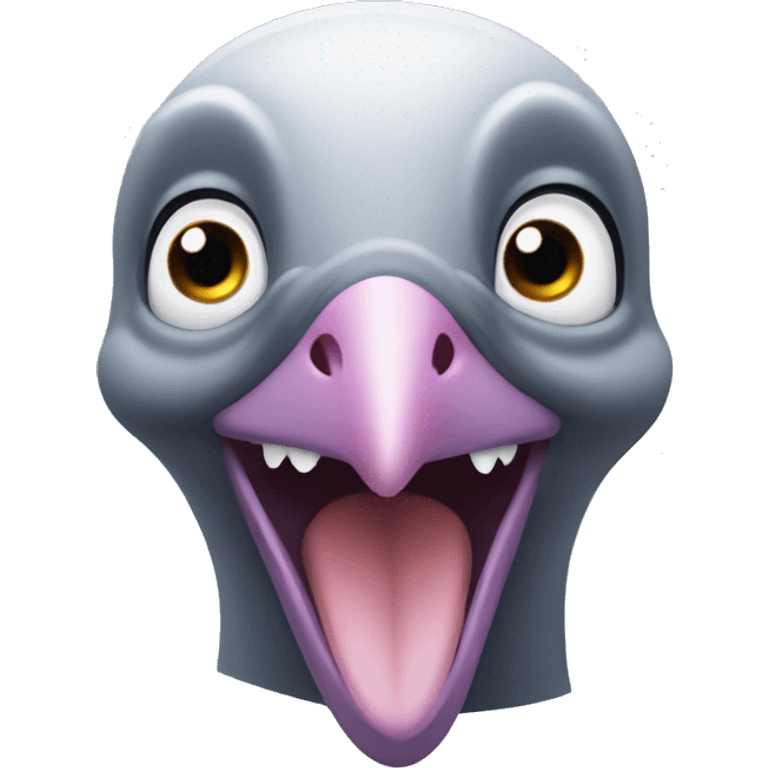 pigeon face with big toothy smile emoji