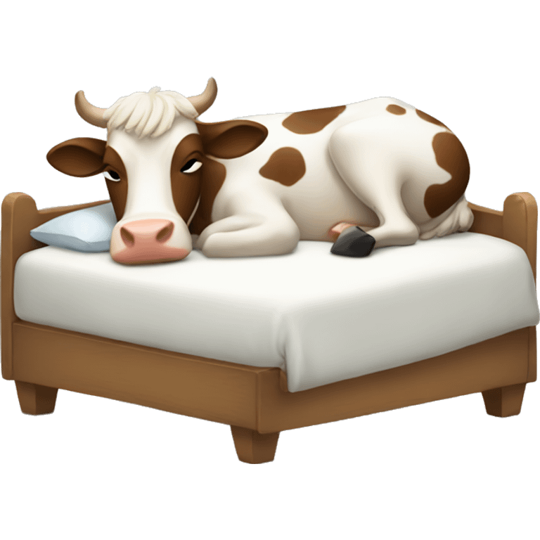 cow sleeping in a bed emoji