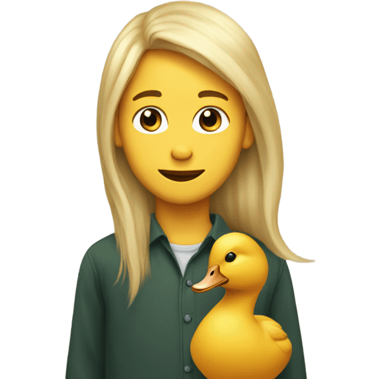 Human boy long blonde hair on a duck sbody  emoji