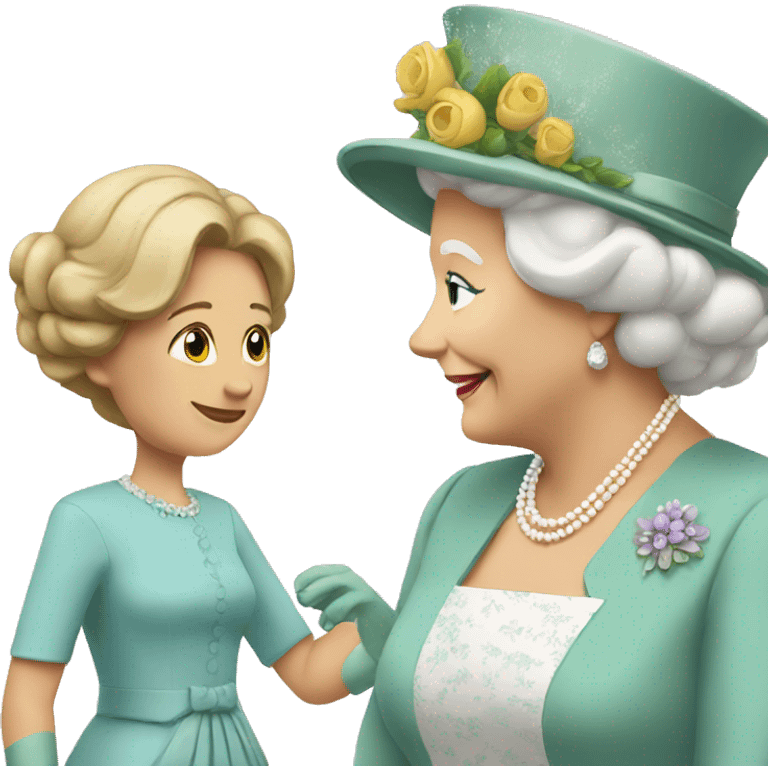 woman in a dress greeting the queen emoji