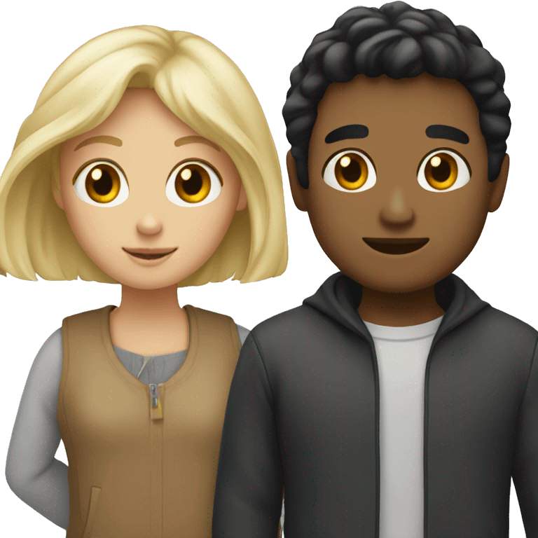 Two people one girl with black hair and a boy with blonde  emoji