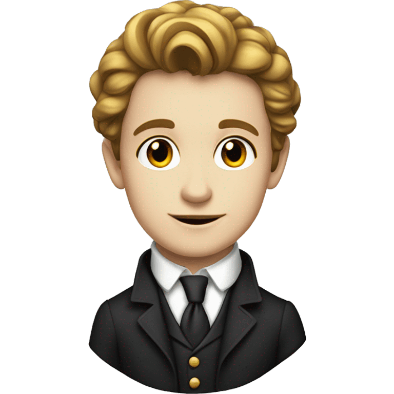 A young European writer of the 19th century in a black jacket, tie and white shirt emoji