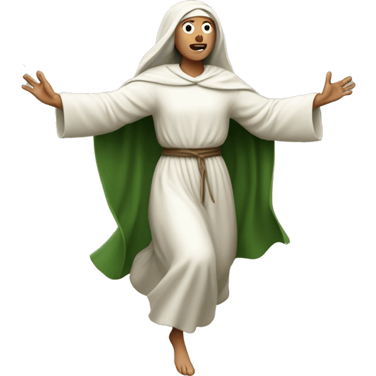 saint brigid running, with a large stride and arms outstretched emoji