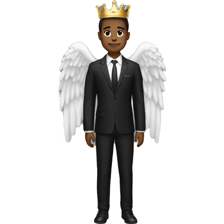 Man black suit crown angel emoji