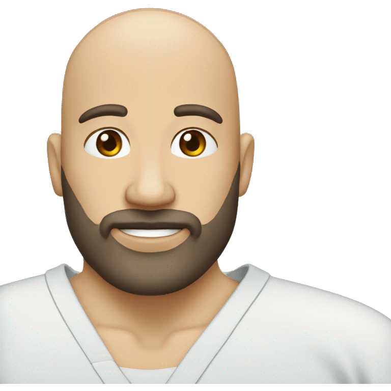 Adult, 33 years old, bald, wears beard, white, dark brown eyes, radiologist emoji