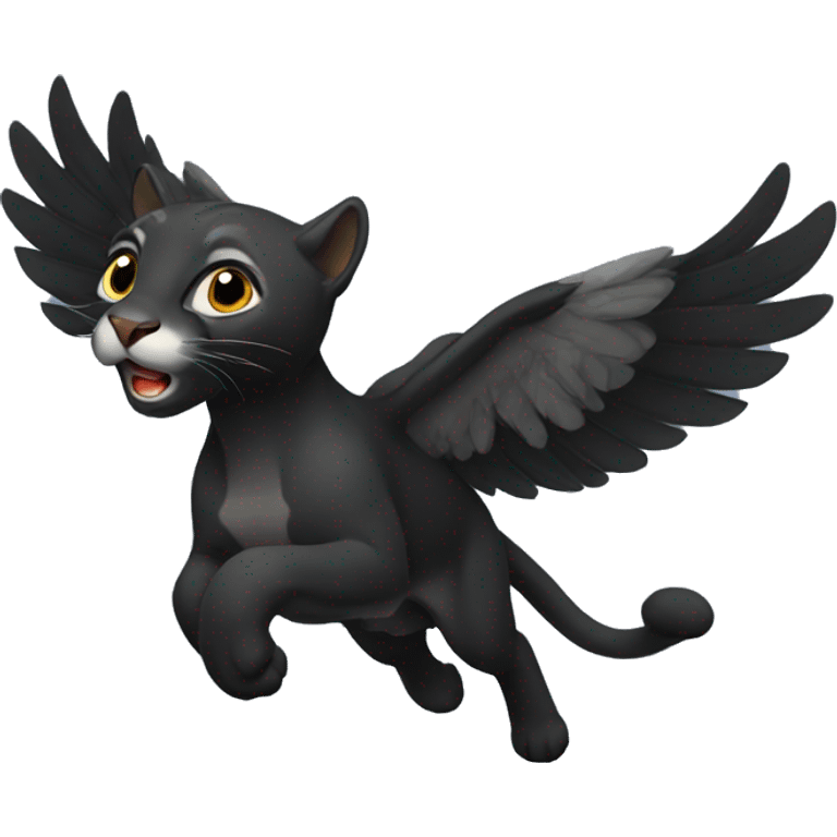 winged black puma flying emoji