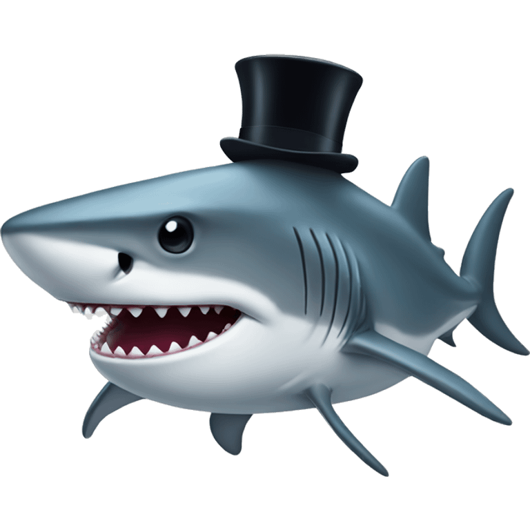 Shark with a top hat emoji